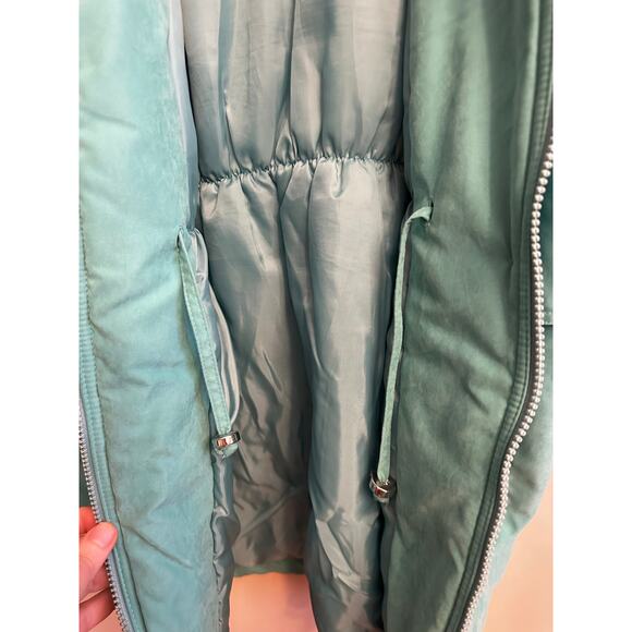 Fleet Street Vintage Teal Hooded Puffer Coat Small 80s 90s Parka - Picture 10 of 12